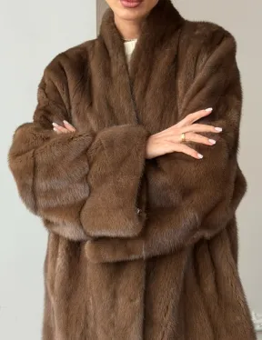 Полушубок из норки - цвет соболь - фото 4