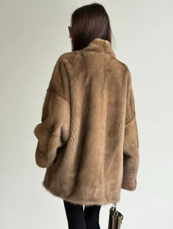 Шуба из аукционного меха норки - пастель - фото 5