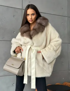 Норковая шуба - куртка с мехом куницы - фото 9