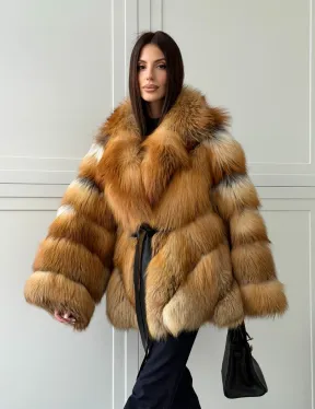 Шуба из лисы огневки - оверсайз - фото 15