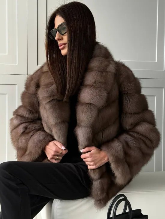 Куртка из куницы - воротник шаль - фото 7