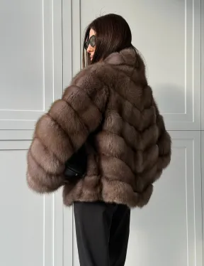 Куртка из куницы - воротник шаль - фото 16