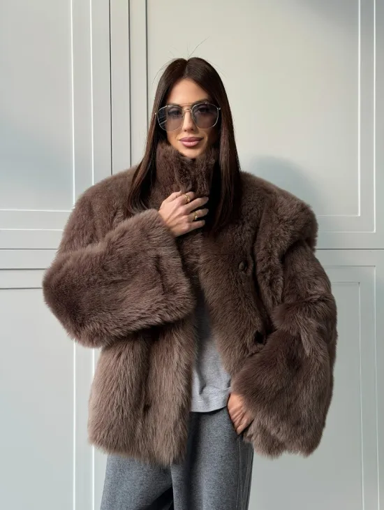 Дубленка из тосканы цвет taupe - фото 14