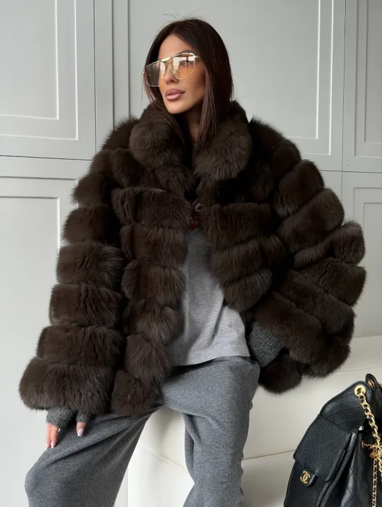 Шуба из натурального песца под соболь - фото 7