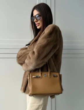 Женский норковый полушубок пастель - фото 10