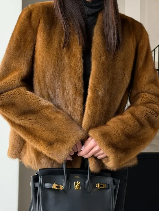 Меховой жакет из золотой норки - фото 1
