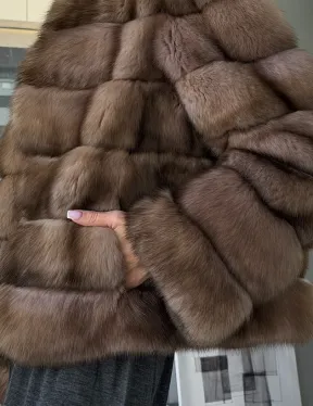 Полушубок из соболя «Тортора графит» - фото 3