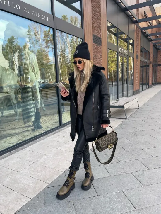 Дубленка авиатор удлиненная - фото 5