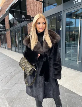 Норковая шуба с капюшоном из меха соболя  седена 1/2 - фото 3