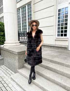 Жилет из куницы в цвете соболь - фото 4