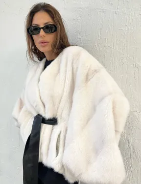 Белое болеро (жакет) из меха норки - фото 2