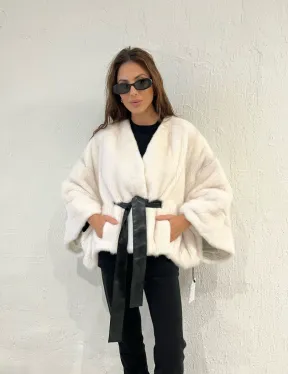 Белое болеро (жакет) из меха норки - фото 7