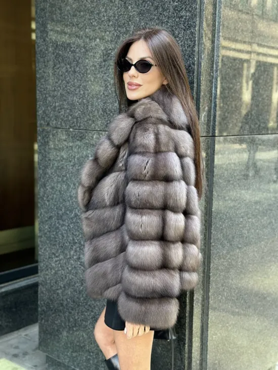 Шуба короткая из меха баргузинского соболя - фото 3