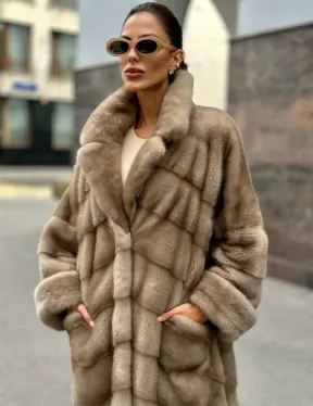 Норковая шуба в цвете пастель - аукционная норка - фото 0