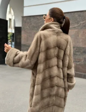 Норковая шуба в цвете пастель - аукционная норка - фото 2