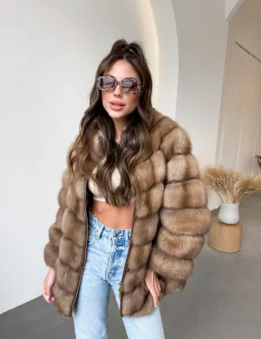 Шуба из куницы на молнии - фото 1