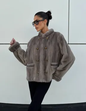 Жакет норковый в цвете сапфир - фото 10