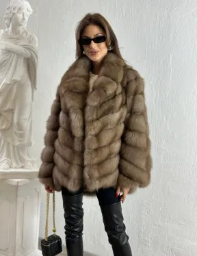 Жакет из куницы с шалью - фото 4