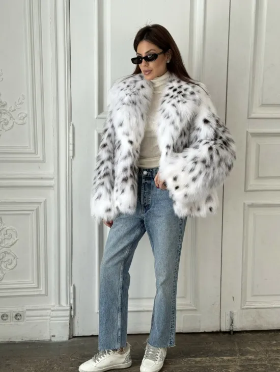 Полушубок из меха аукционной лисы (реплика канадской рыси) - фото 6