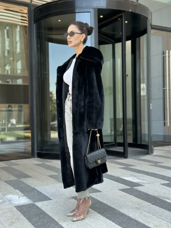 Шуба норка BLACKGLAMA с капюшоном - фото 13