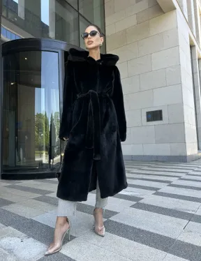 Шуба норка BLACKGLAMA с капюшоном - фото 10