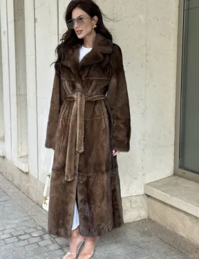 Классическая норковая шуба  натуральный цвет - орех - фото 4