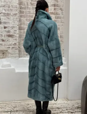 Норковая шуба в цвете TIFFANY - фото 5