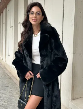 Черная норковая шуба NAFA MINK с поясом в пол - фото 2