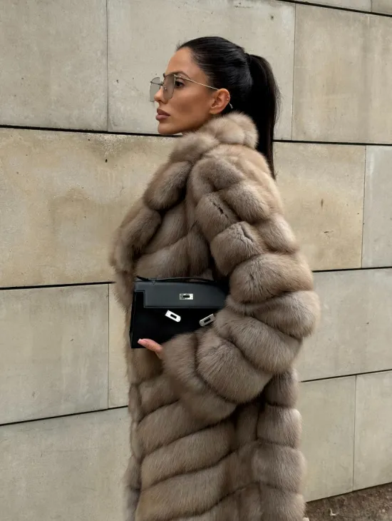 Шуба из куницы женская - цвет тор-тор - фото 3